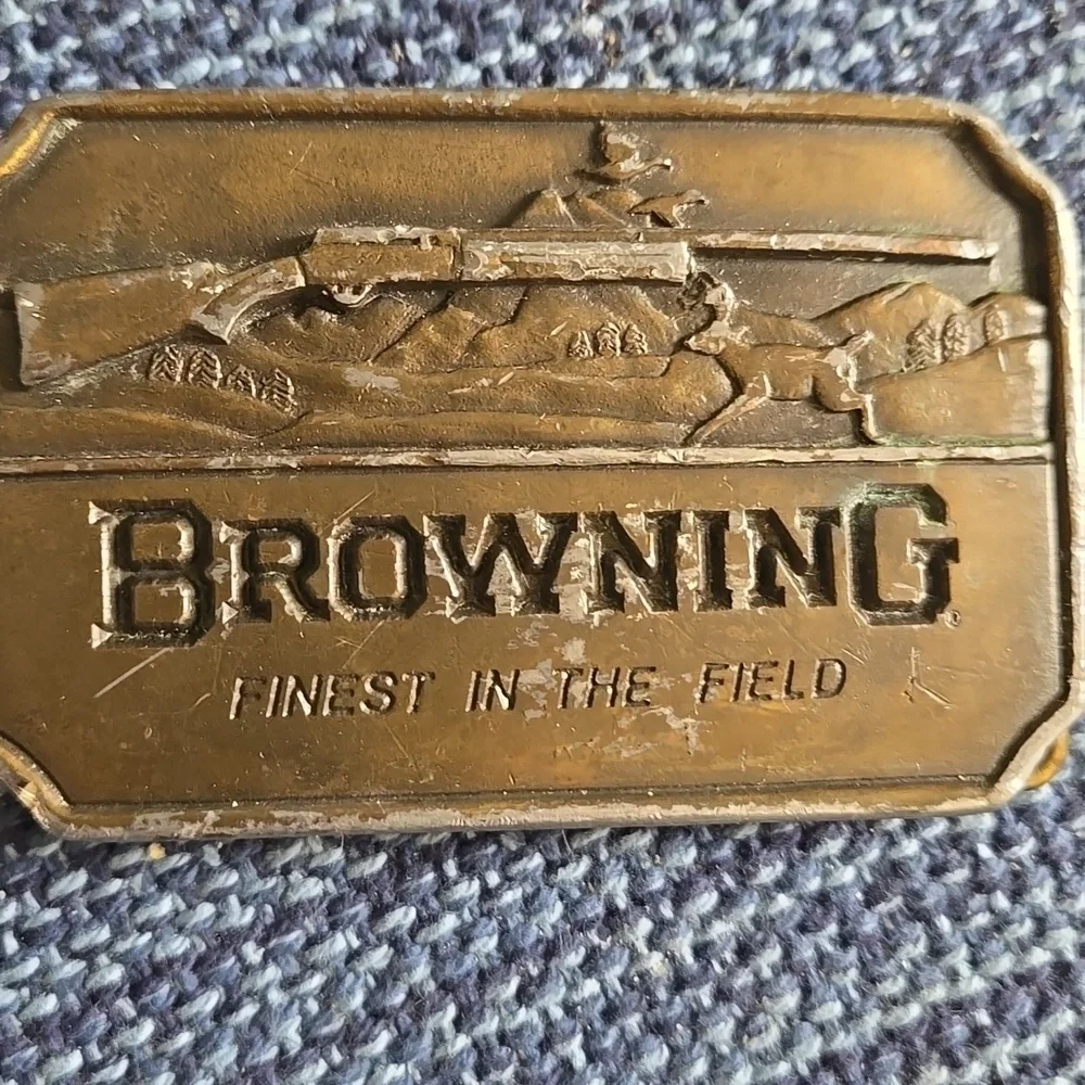 Browning Brass Belt Buckle with Cowboy Design